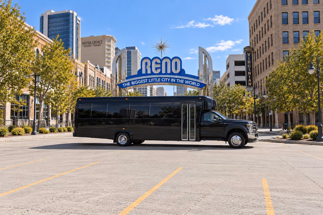 Reno 28 passenger party bus rental exterior