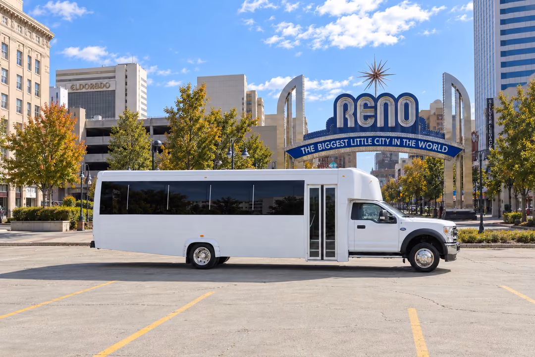 Reno 30 passenger party bus rental exterior