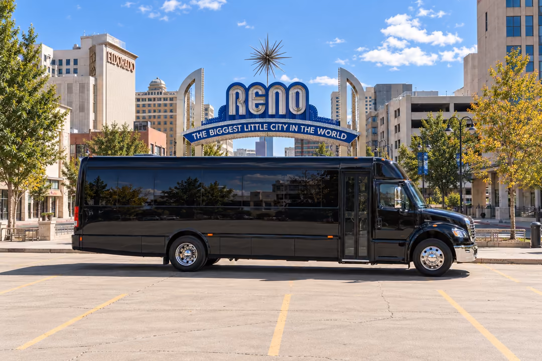 Reno 40 passenger party bus rental exterior