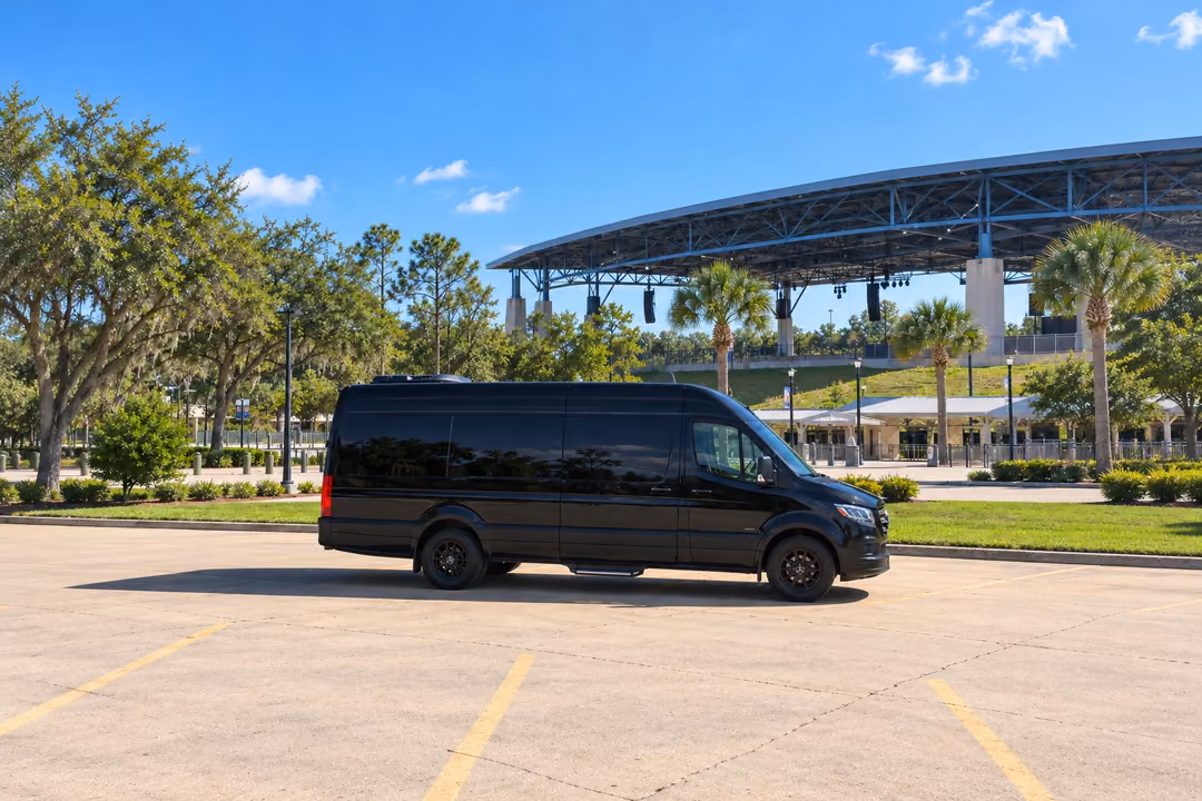 Riverview 14 passenger Sprinter limo rental exterior