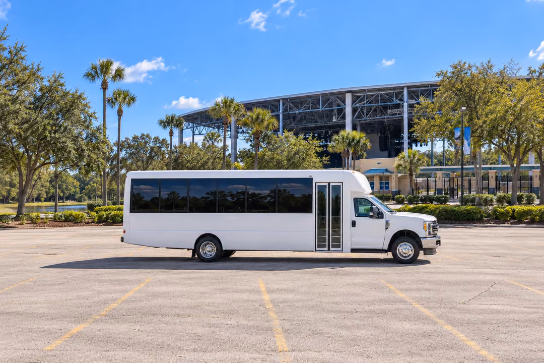 Riverview 25 passenger party bus rental exterior