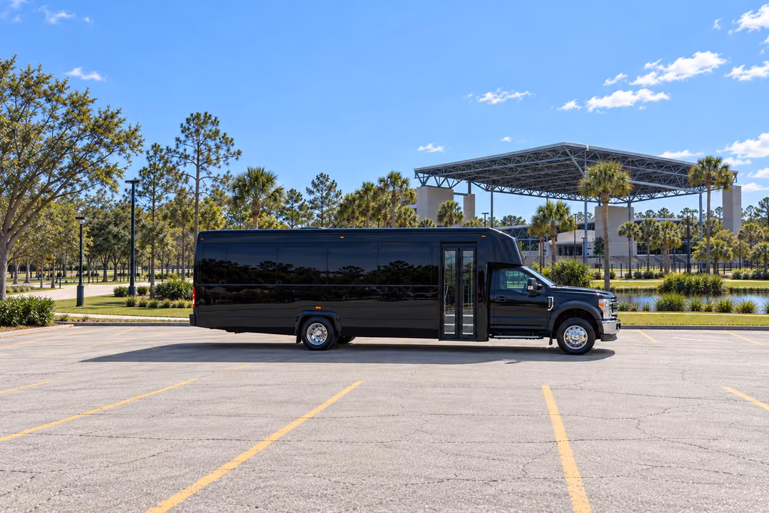 Riverview 28 passenger party bus rental exterior