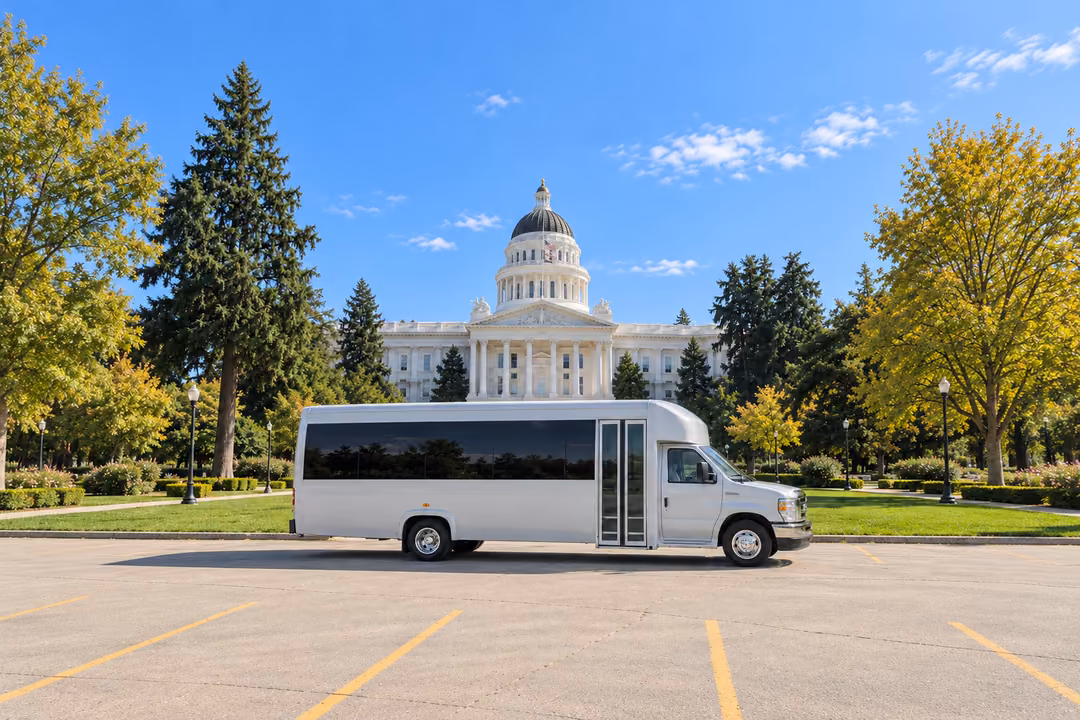 Sacramento 18 passenger party bus rental exterior