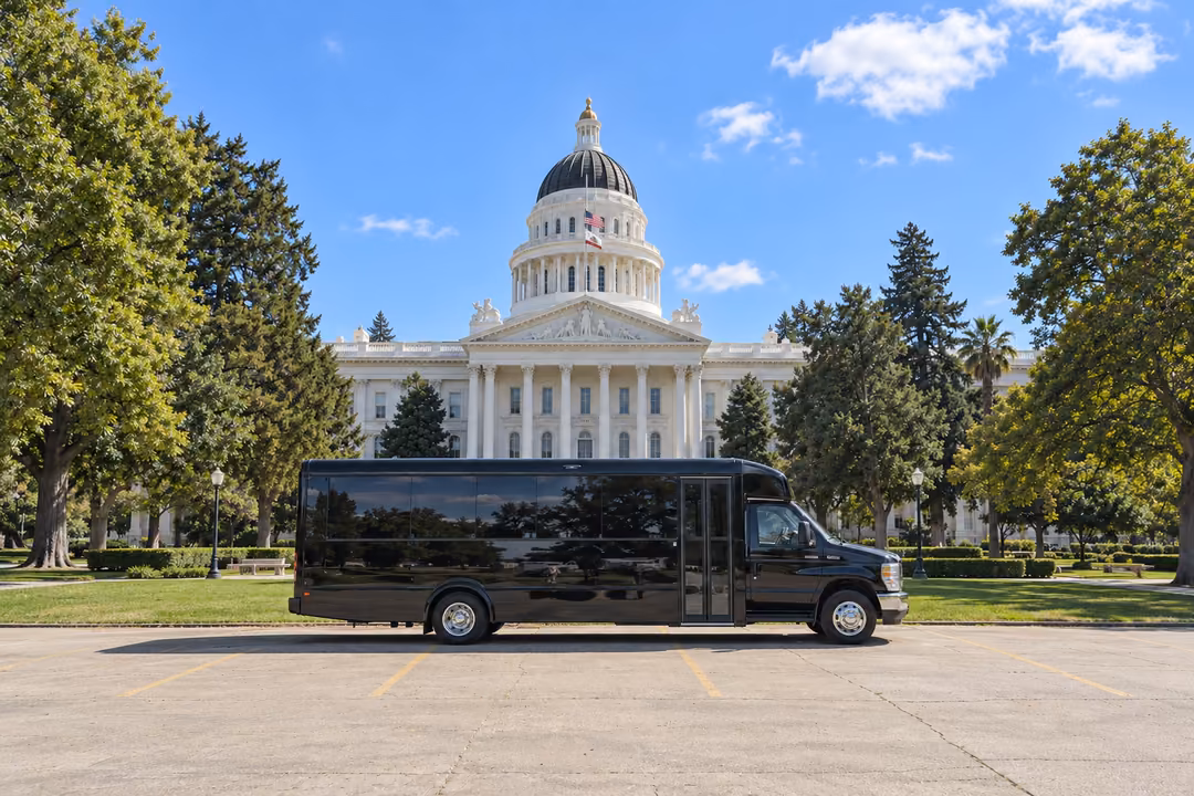 Sacramento 20 passenger party bus rental exterior