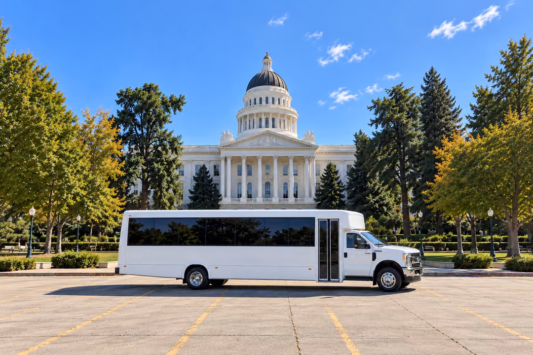 Sacramento 25 passenger party bus rental exterior