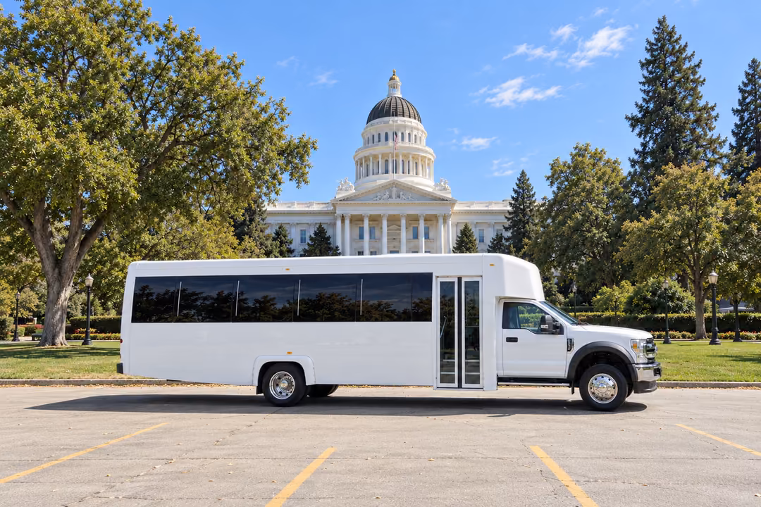 Sacramento 30 passenger party bus rental exterior