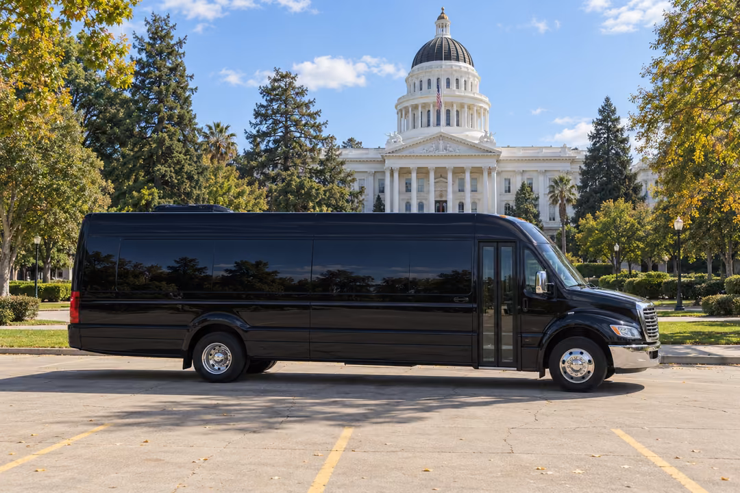 Sacramento 40 passenger party bus rental exterior