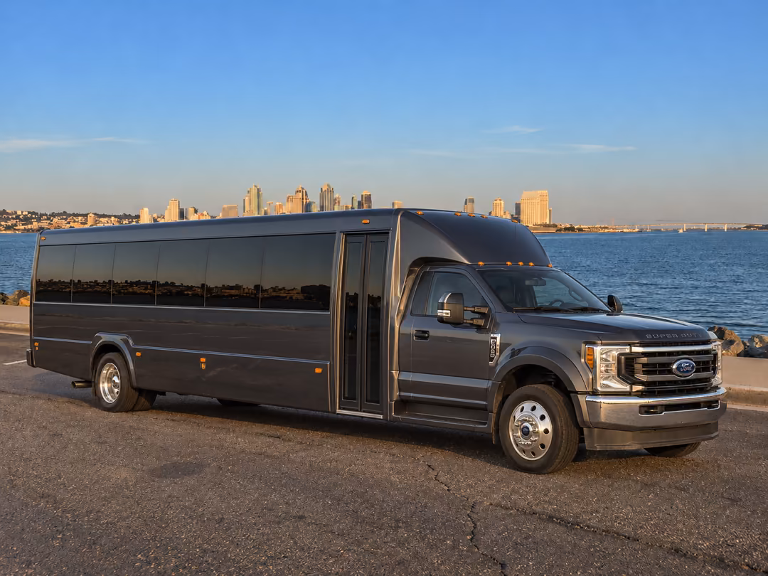 San Diego 20-30 passenger party bus rental exterior