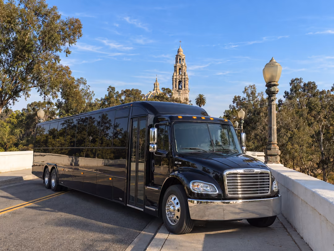 San Diego 30-40 passenger party bus rental exterior