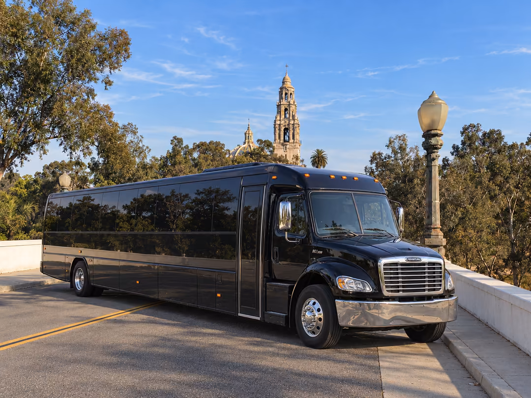 San Diego 40-50 passenger party bus rental exterior
