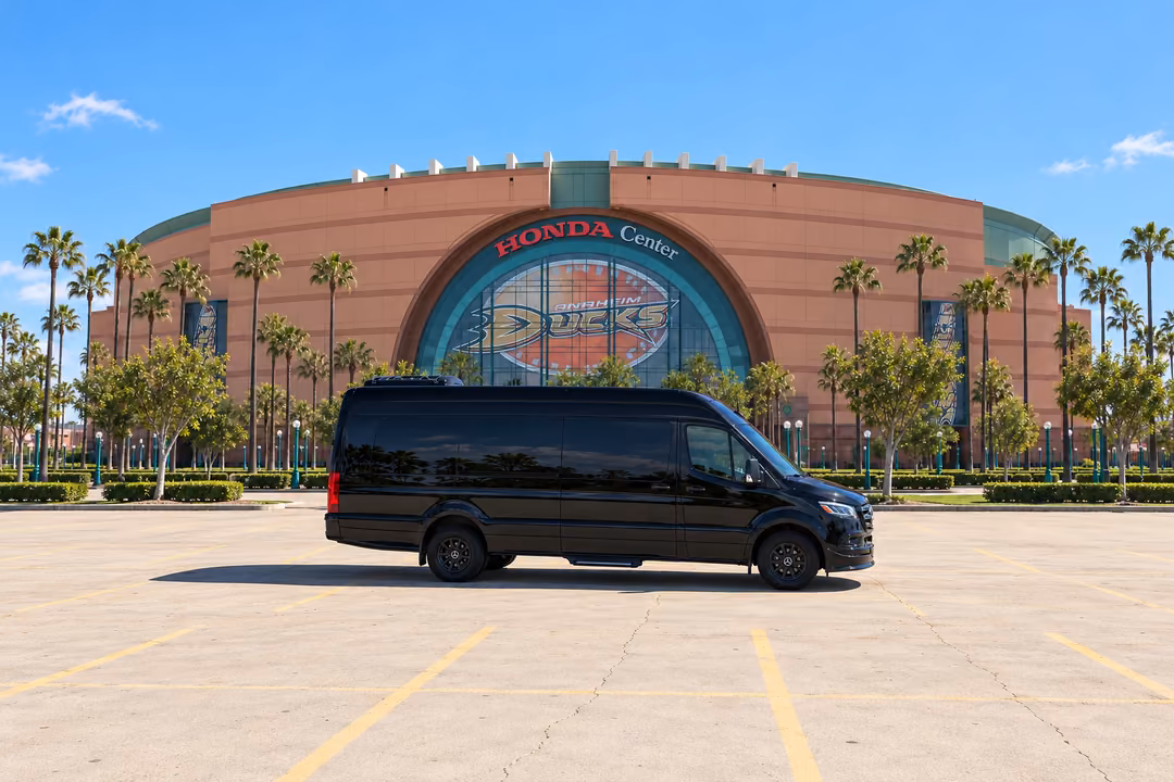 Santa Ana 14 passenger Sprinter limo rental exterior
