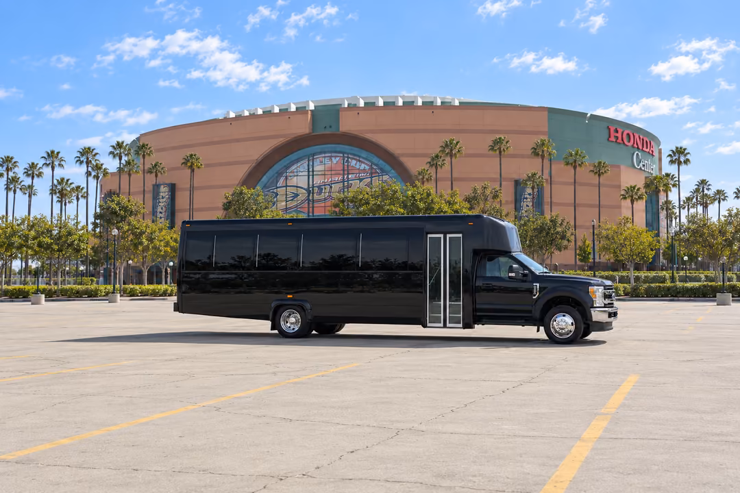 Santa Ana 28 passenger party bus rental exterior