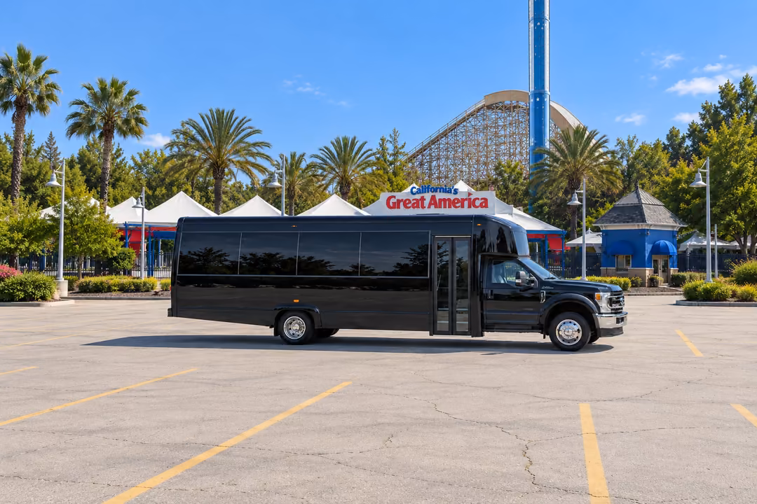Santa Clara 28 passenger party bus rental exterior