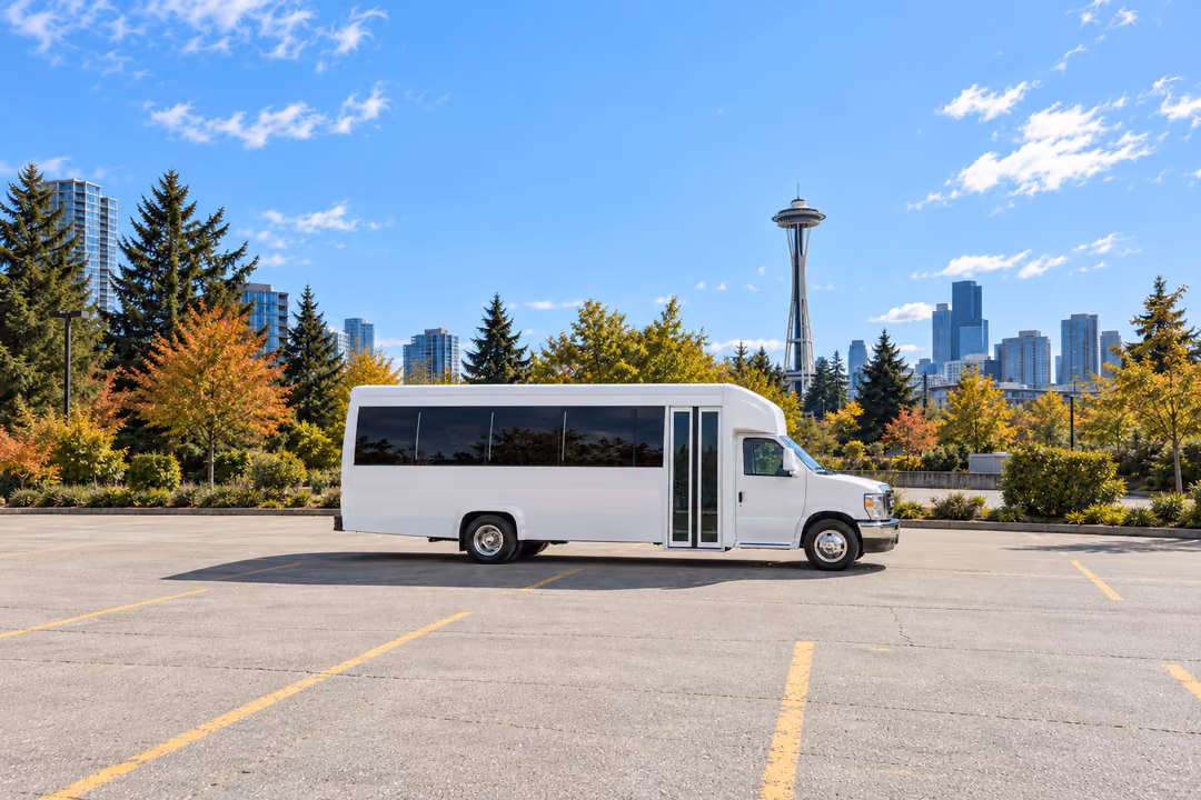 Seattle 15 passenger party bus rental exterior
