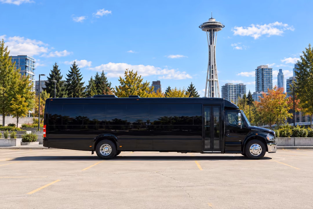 Seattle 40 passenger party bus rental exterior