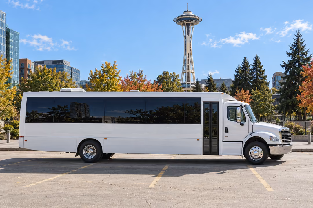 Seattle 50 passenger party bus rental exterior