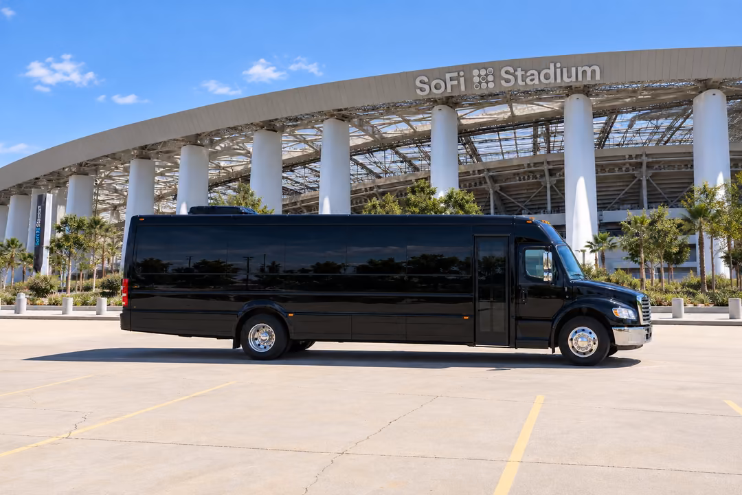 South Gate 40 passenger party bus rental exterior