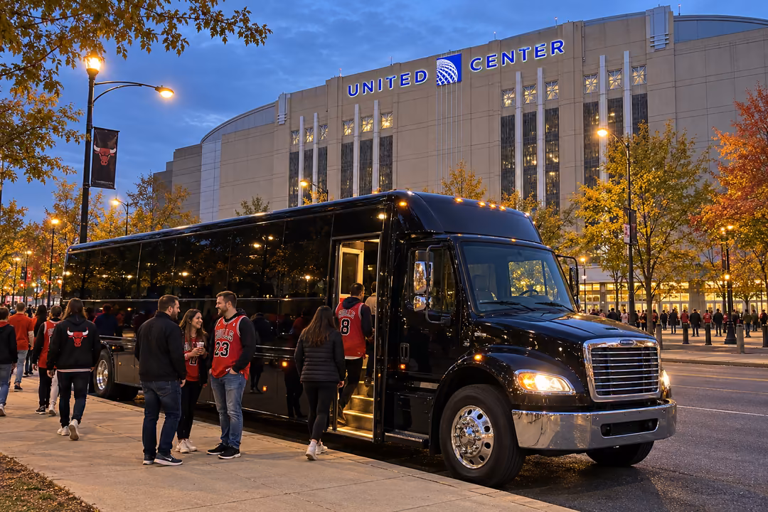 Sporting event party bus rentals in Downers Grove