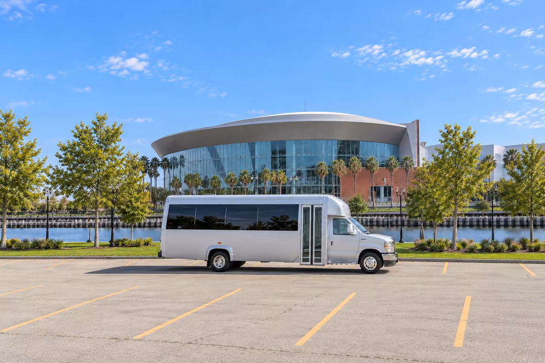 Stockton 18 passenger party bus rental exterior