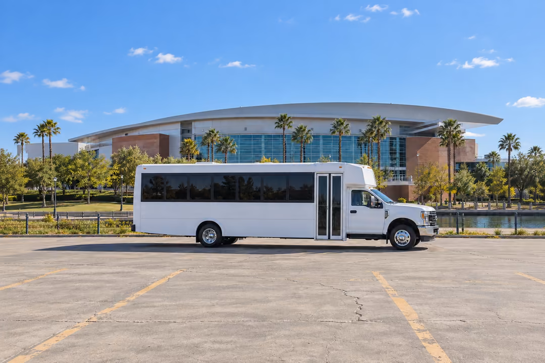 Stockton 25 passenger party bus rental exterior