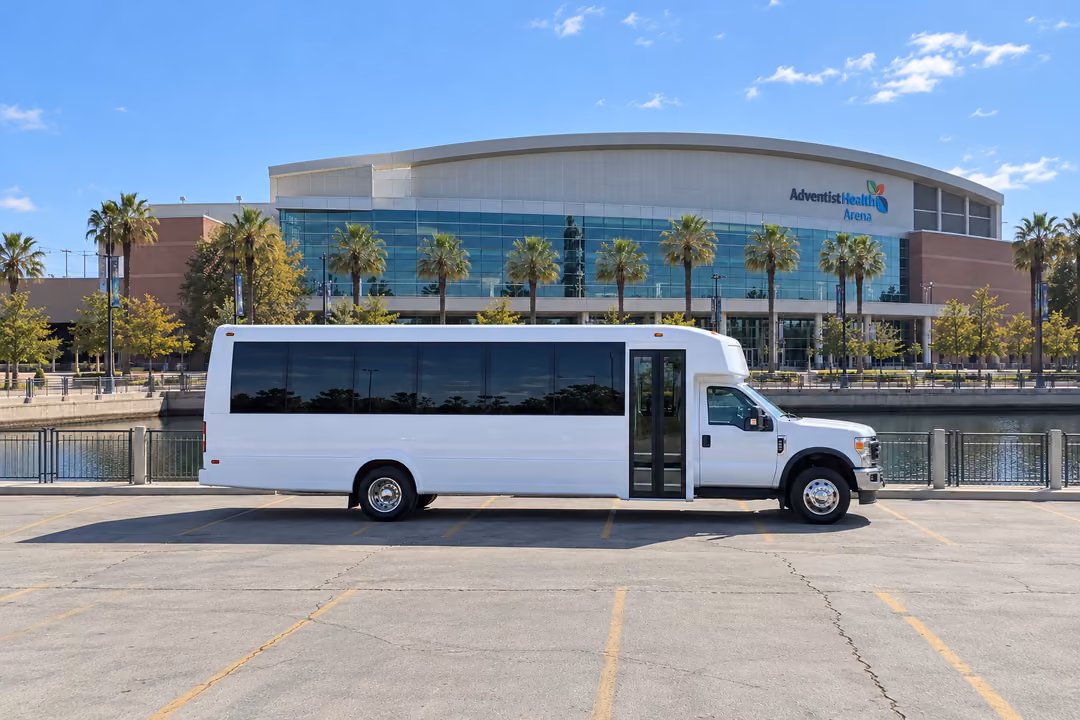 Stockton 30 passenger party bus rental exterior