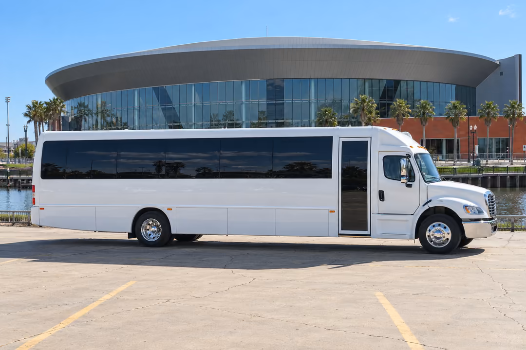Stockton 50 passenger party bus rental exterior
