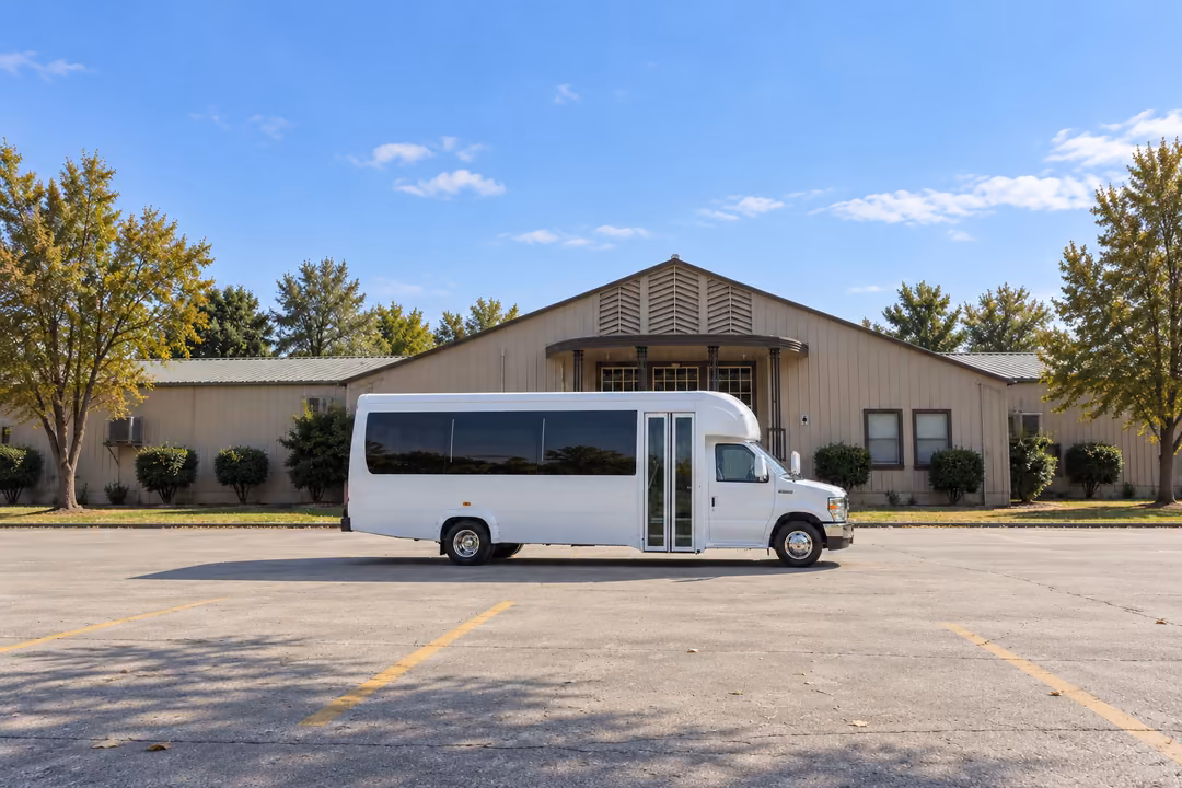 Turlock 15 passenger party bus rental exterior