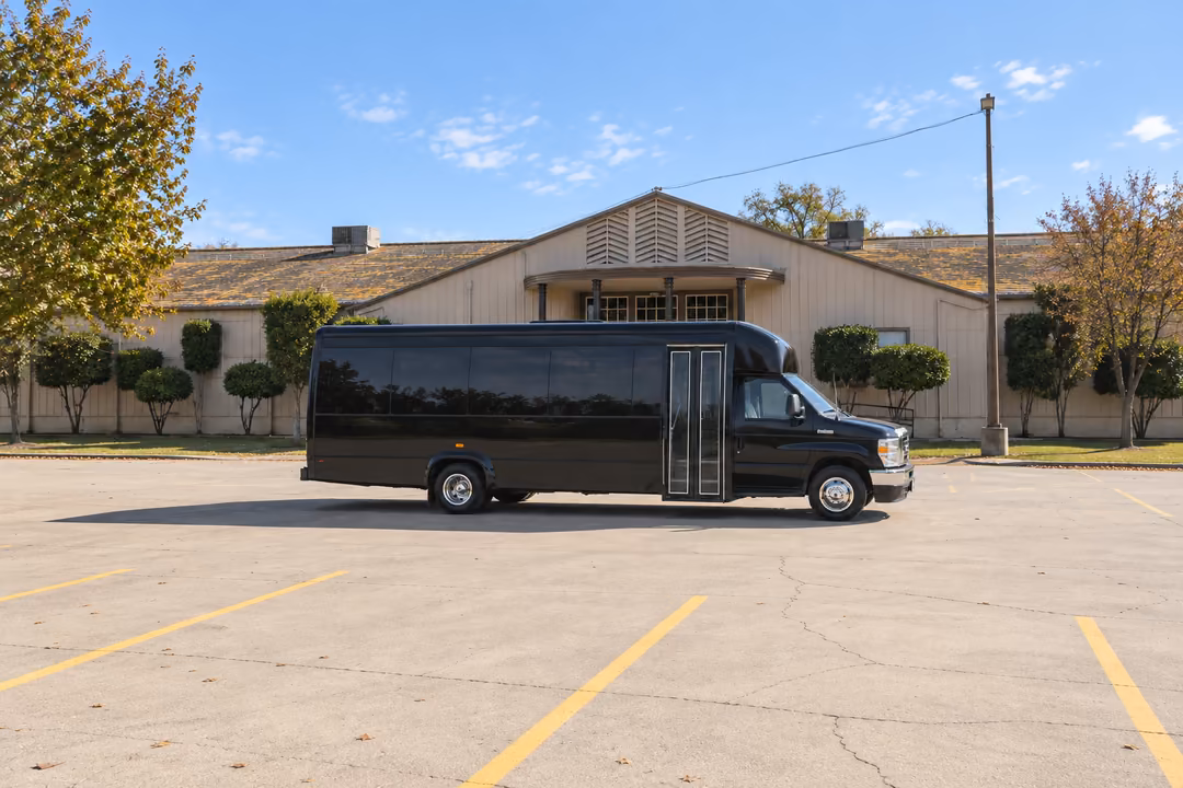 Turlock 20 passenger party bus rental exterior