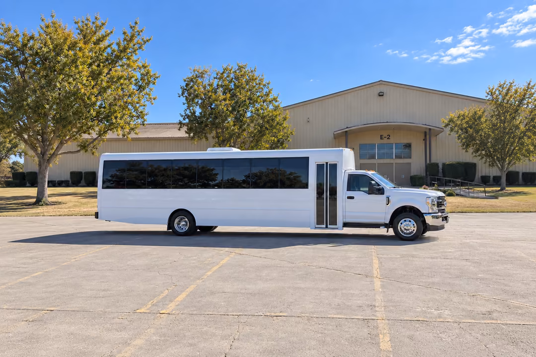 Turlock 30 passenger party bus rental exterior