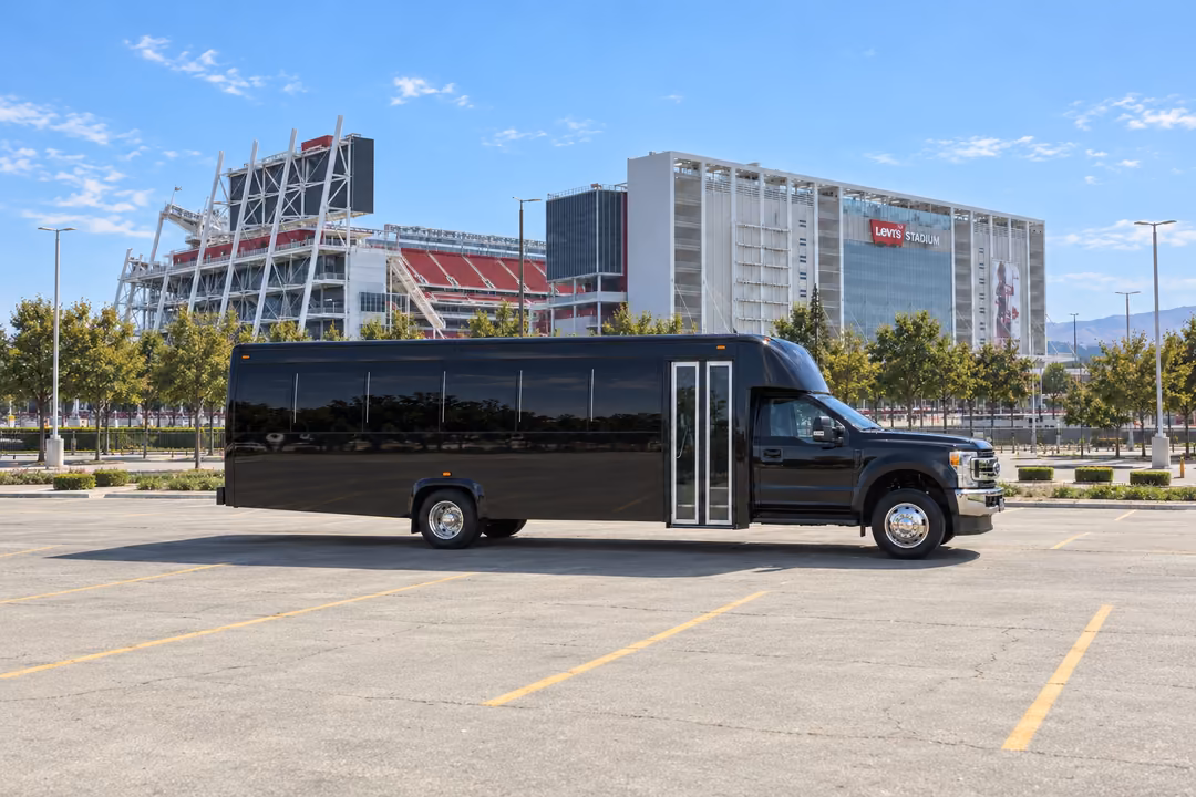 Union City 28 passenger party bus rental exterior