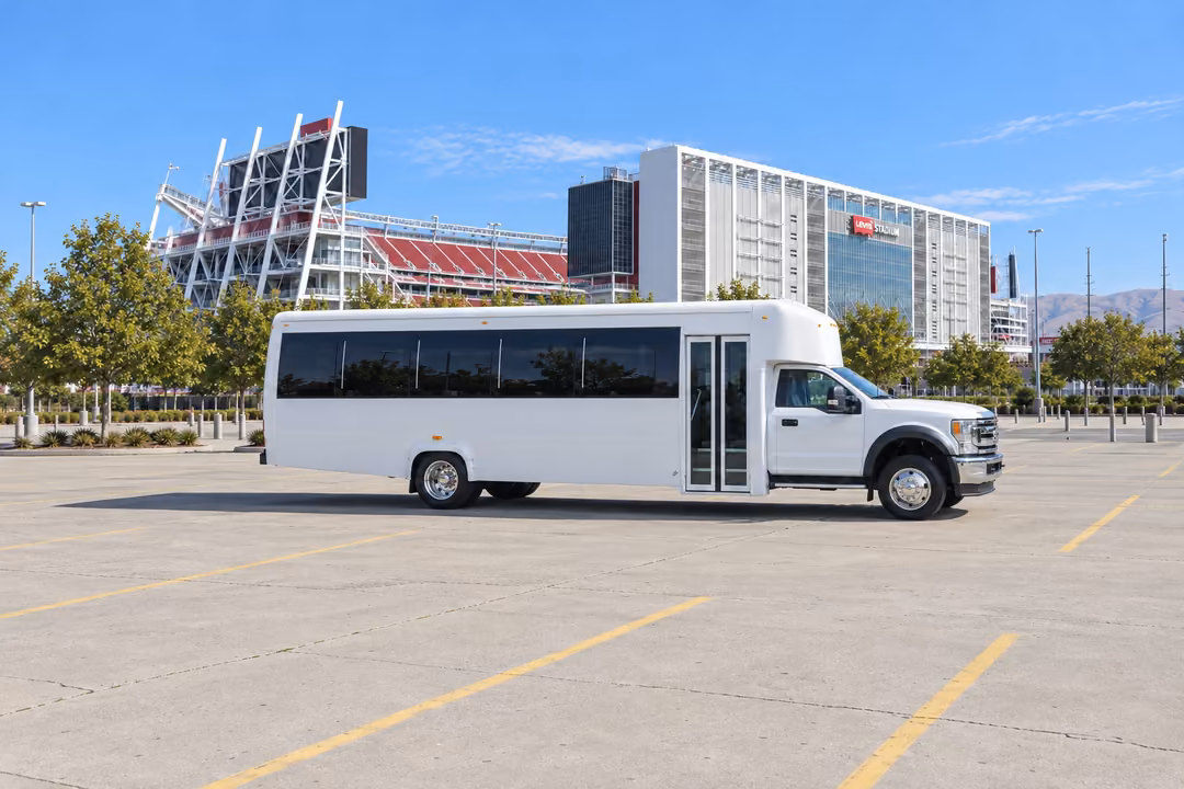 Union City 30 passenger party bus rental exterior