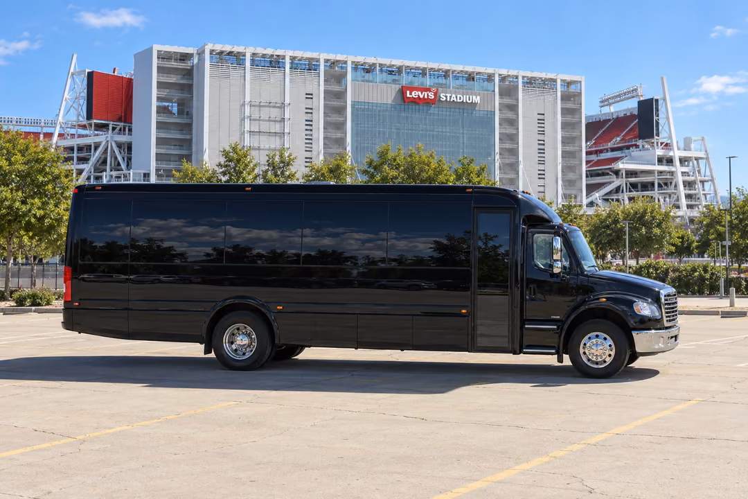Union City 40 passenger party bus rental exterior