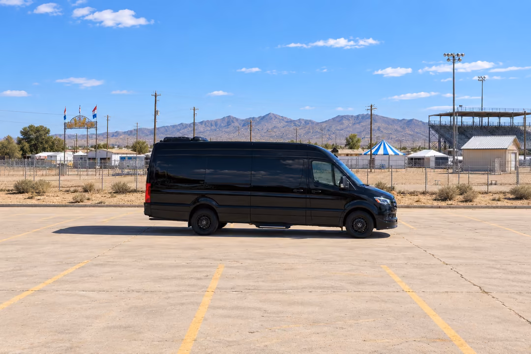 Victorville 14 passenger Sprinter limo rental exterior