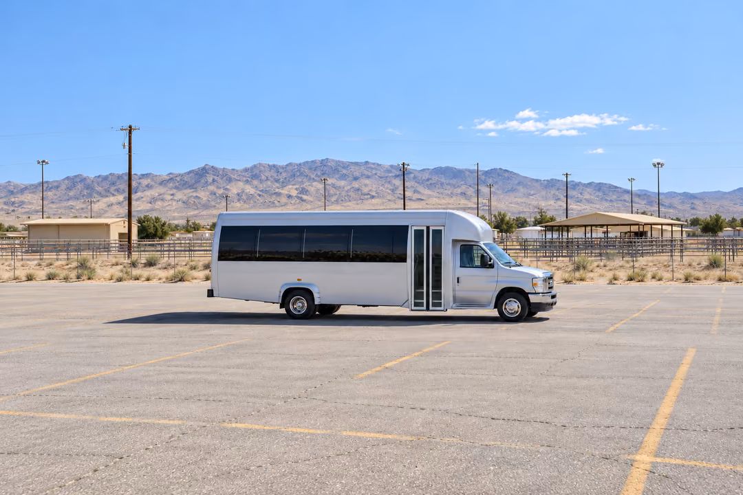Victorville 18 passenger party bus rental exterior