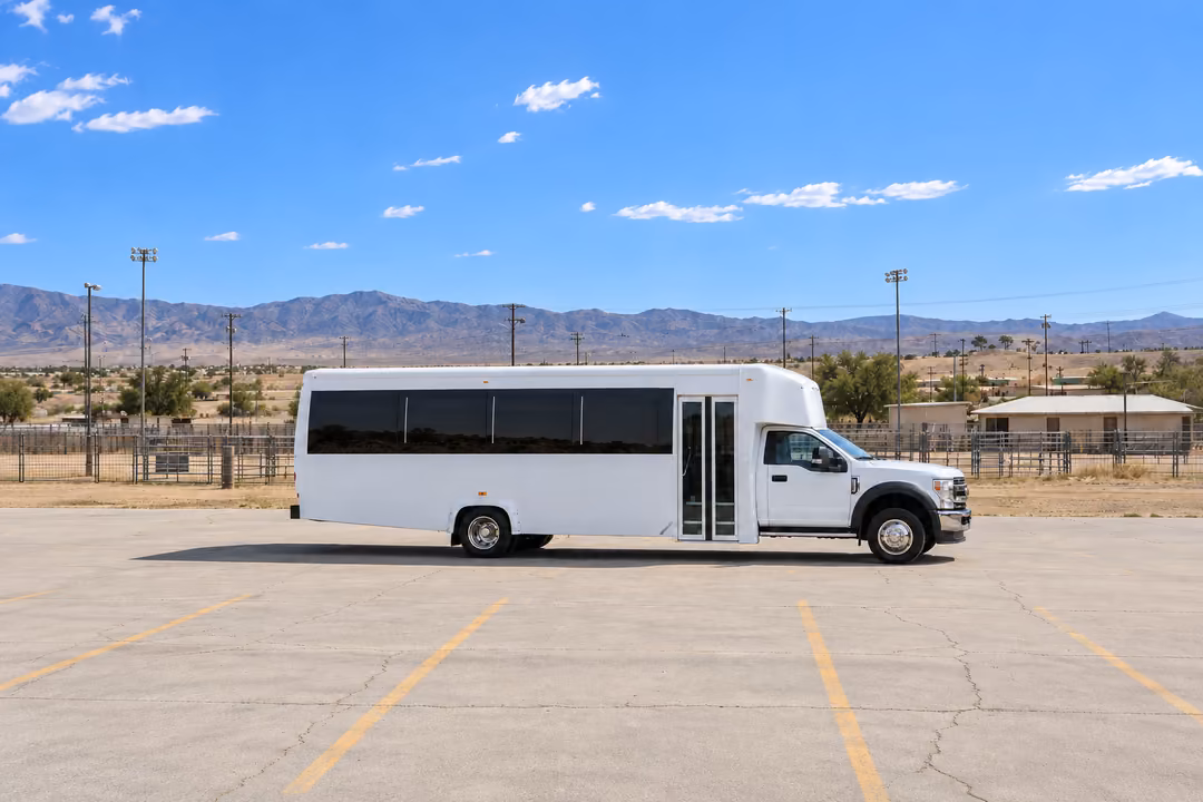 Victorville 25 passenger party bus rental exterior