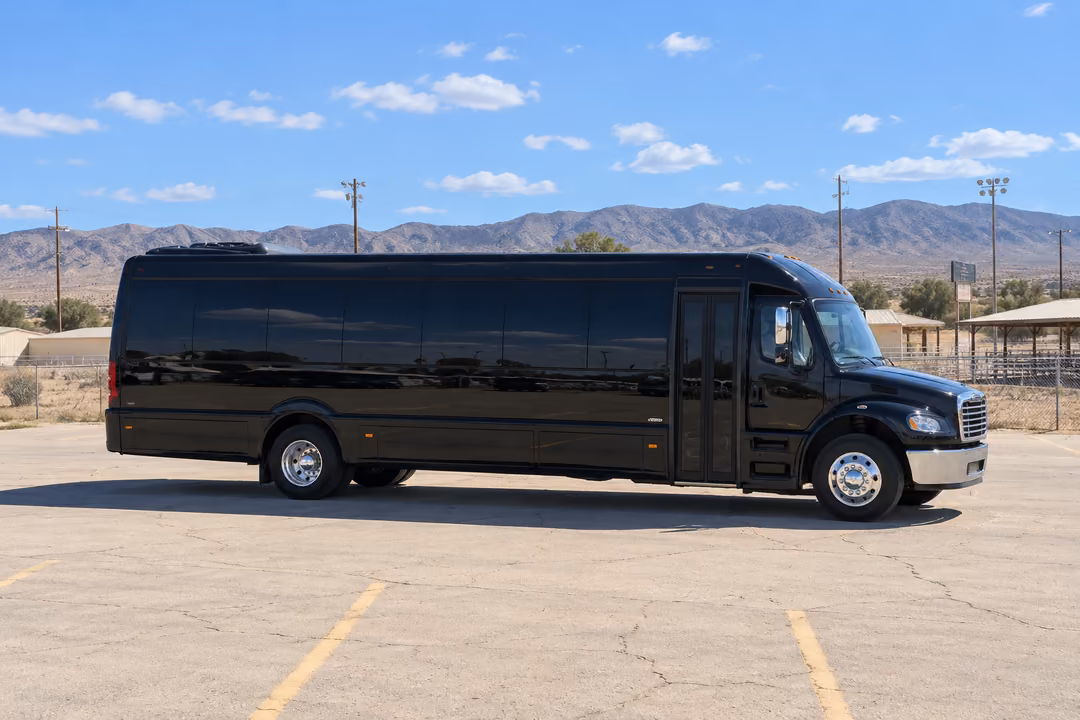 Victorville 40 passenger party bus rental exterior