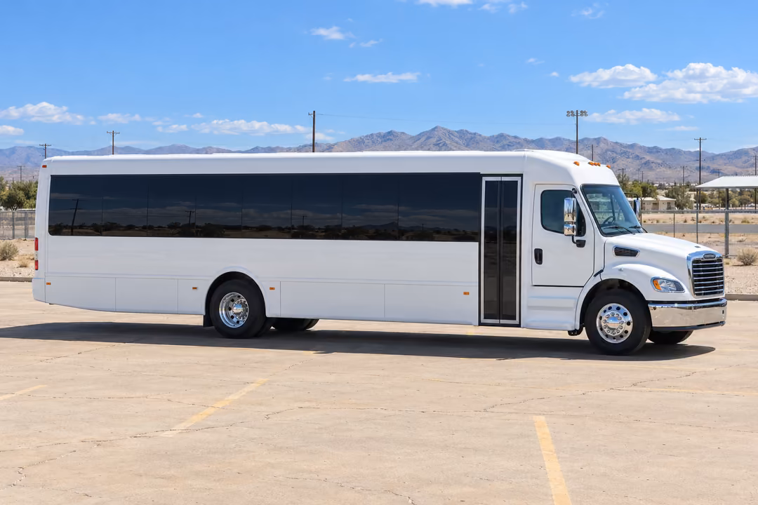 Victorville 50 passenger party bus rental exterior