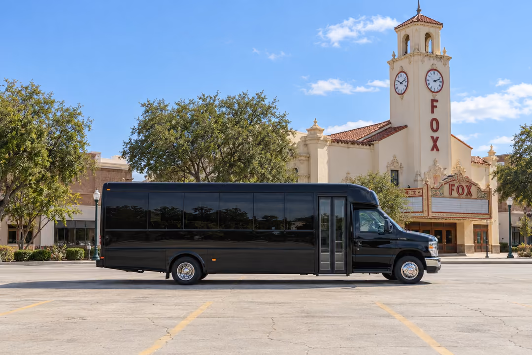 Visalia 20 passenger party bus rental exterior