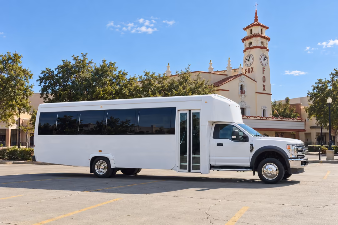 Visalia 30 passenger party bus rental exterior