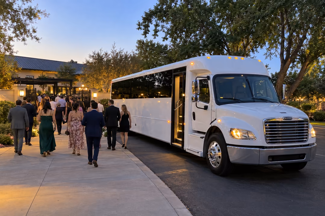 Visalia wedding party bus rentals and guest shuttles