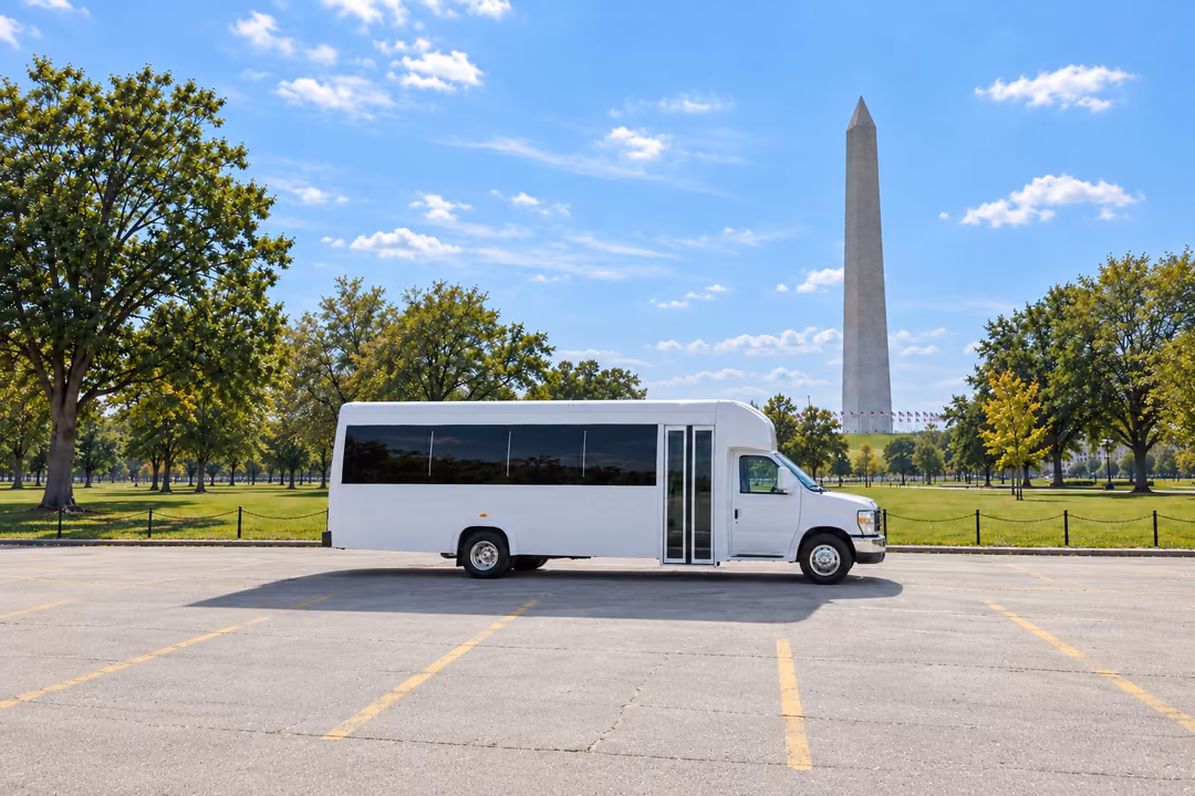 Washington 15 passenger party bus rental exterior