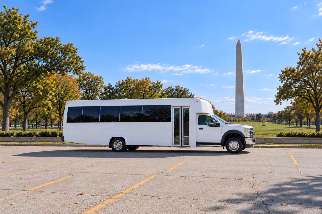 Washington 25 passenger party bus rental exterior