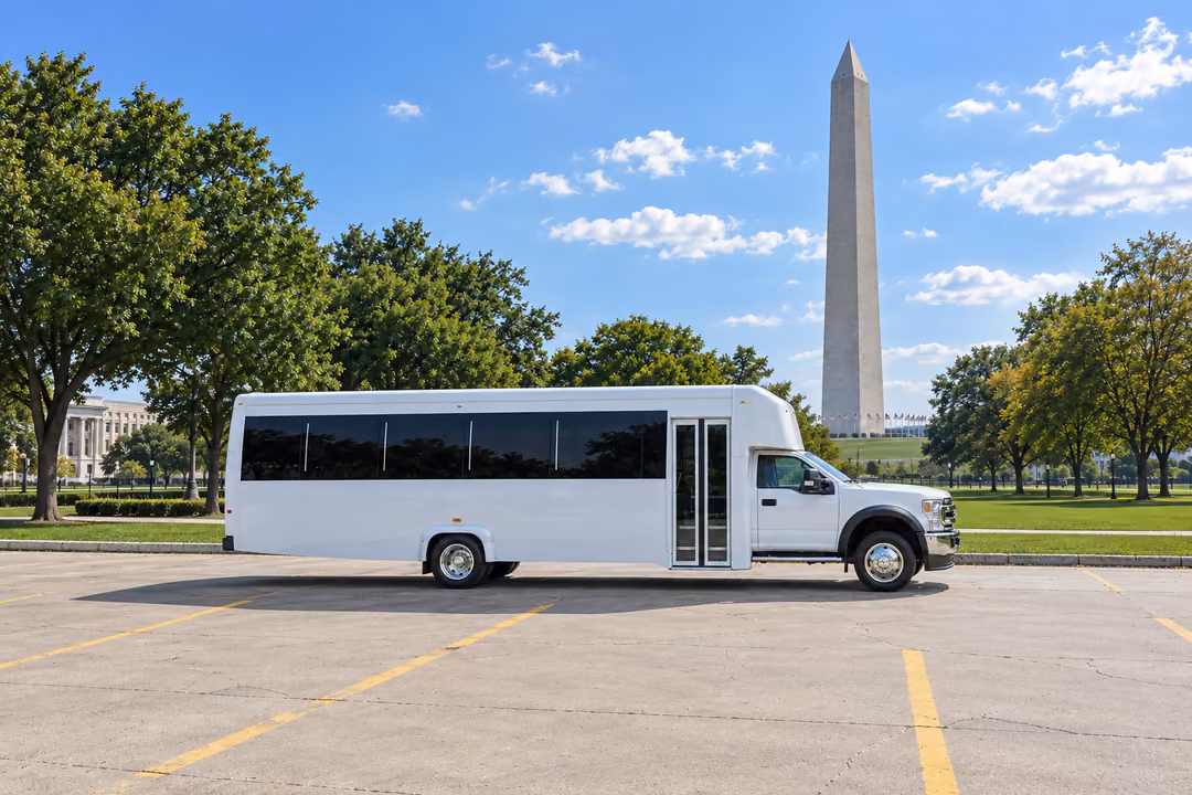 Washington 30 passenger party bus rental exterior