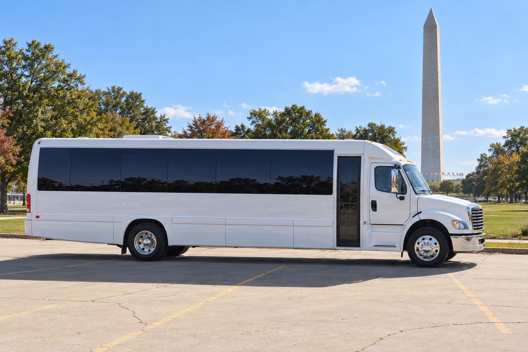 Washington 50 passenger party bus rental exterior