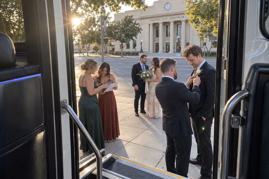 Wedding party bus rentals in Hanford