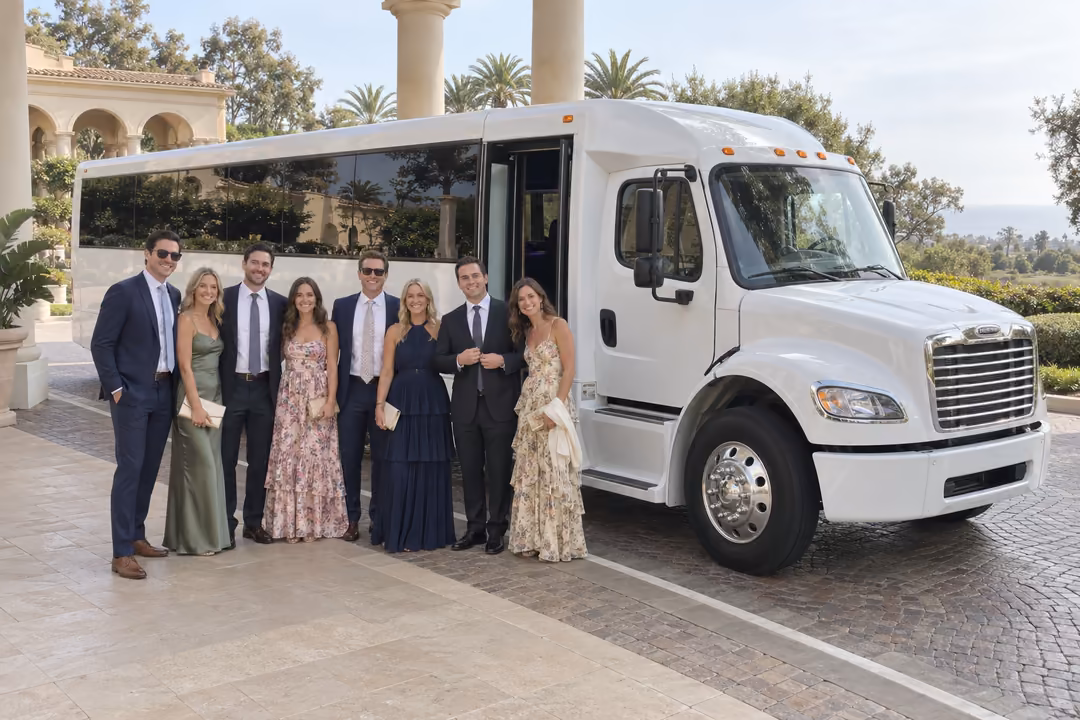 Wedding party bus rentals in Newport Beach