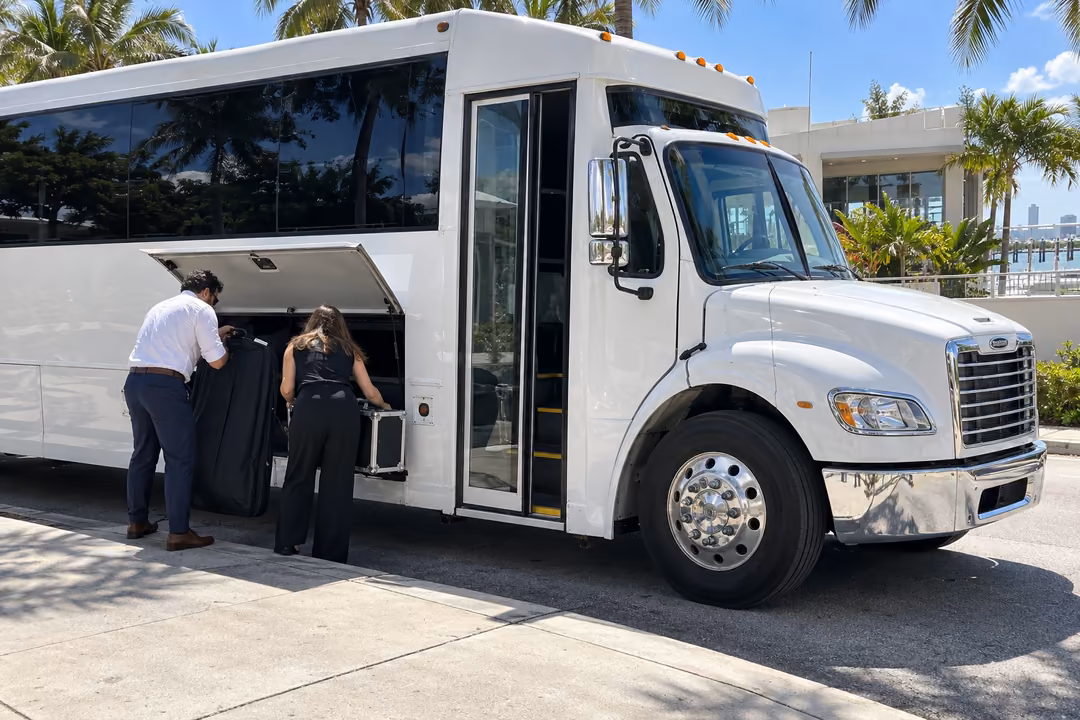 Wedding party bus rentals in North Miami