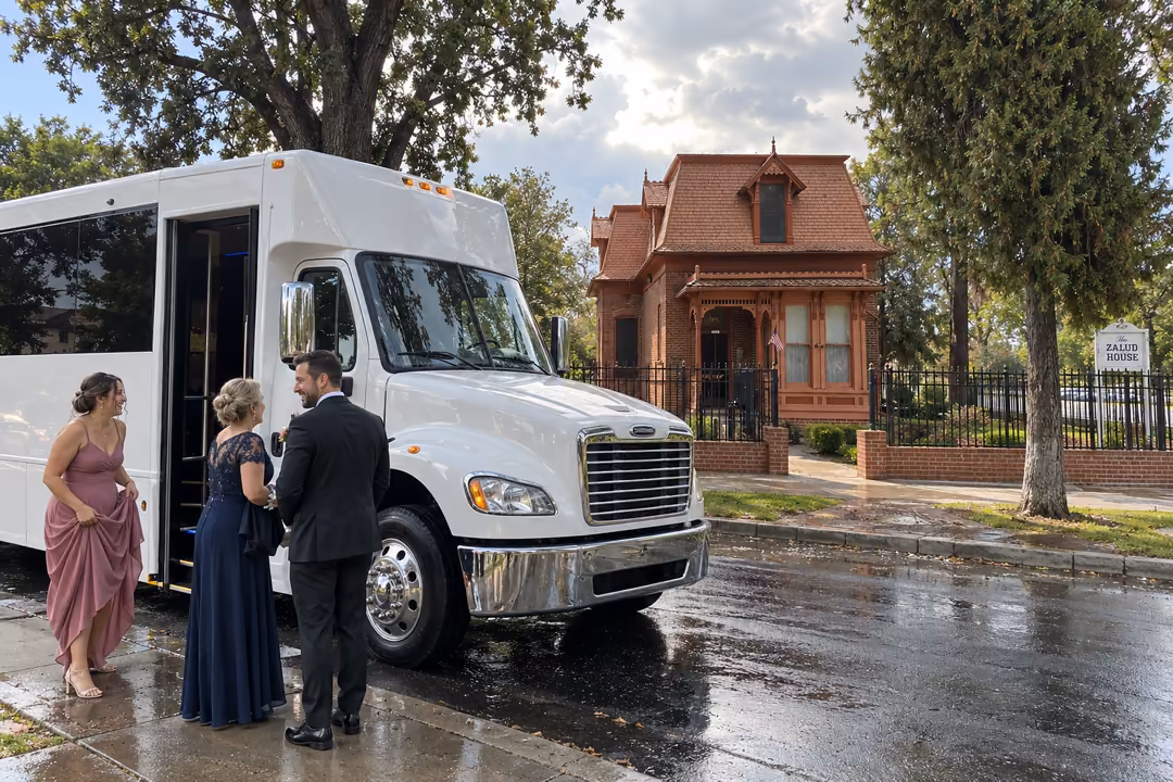 Wedding party bus rentals in Porterville