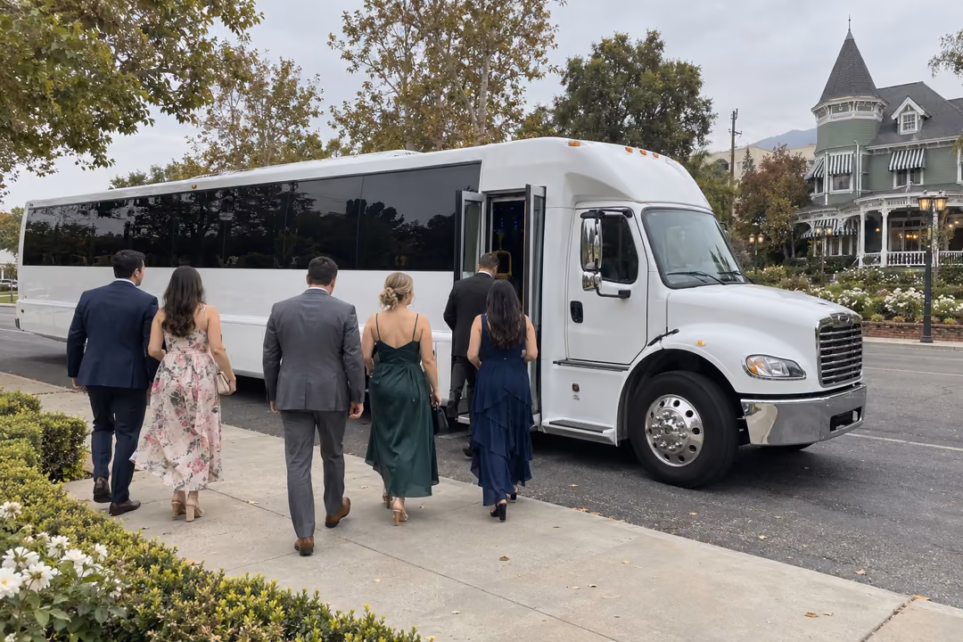 Wedding party bus rentals in Rancho Cucamonga