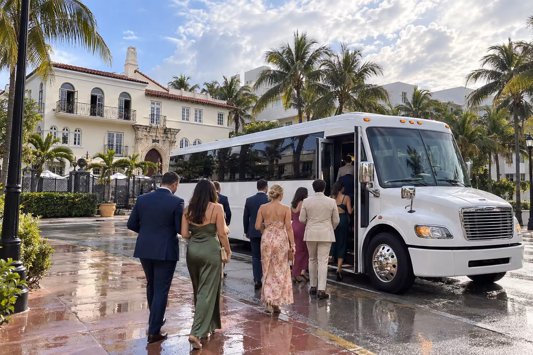 Wedding party bus shuttles in Miami Beach